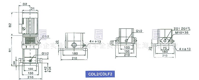 CDL2 / CDLF2系列多级泵 安装尺寸