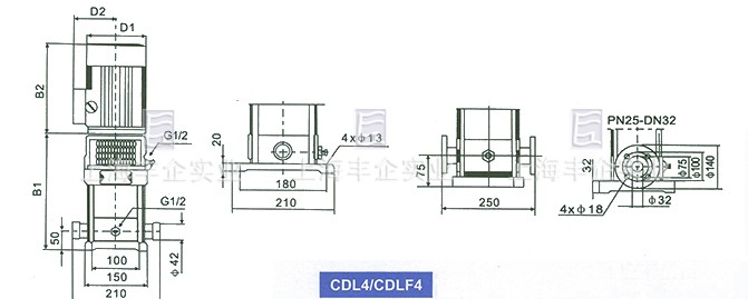 CDL4/ CDLF4系列多级泵 安装尺寸