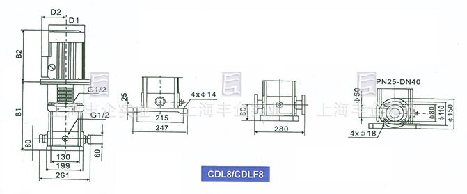 CDL8 / CDLF8系列多级泵 安装尺寸