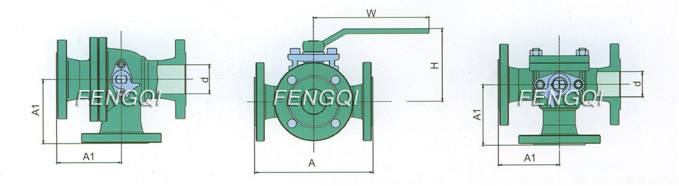 Dimensions and Weights of Four-Way Ball Valves