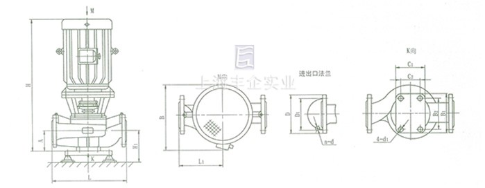 ISGB、IRGB系列管道泵 产品外形图及安装尺寸