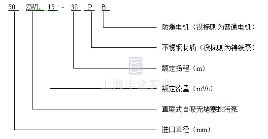 ZWL型直联式自吸无堵塞排污泵型号说明