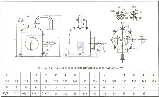 SK真空泵 外形及安装尺寸图2