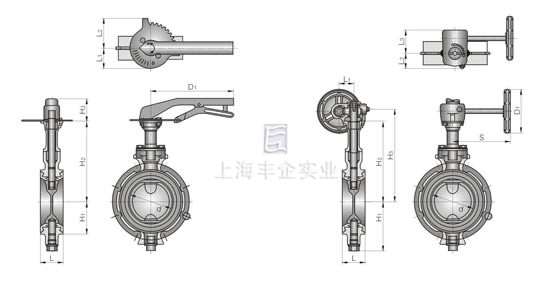 F500防结露铝合金压铸蝶阀 外形尺寸图