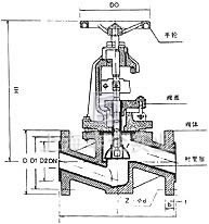 J41F46聚全氟衬里截止阀 外形尺寸图