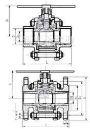Q11H三片式锻钢球阀结构图