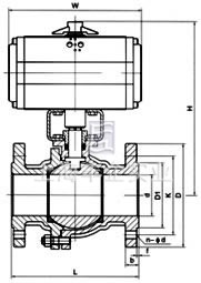 气动法兰球阀 结构图