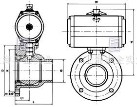 Q641气动放料球阀结构图