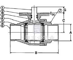Q21F青铜球阀结构图1