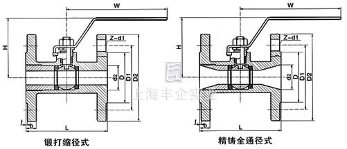 Q11F法兰整体式球阀结构图