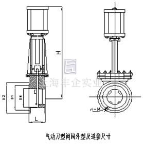 ZYH673气动刀型闸阀 结构图