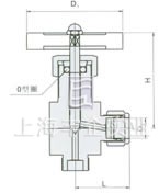 QJ-6角式外螺纹气动管路截止阀 外形尺寸图