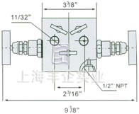 EN5-13 SS-M2F8型五阀组 外形尺寸图