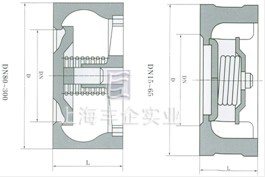 H71H/W-16/25Q/H/P对夹升降式止回阀外形尺寸图