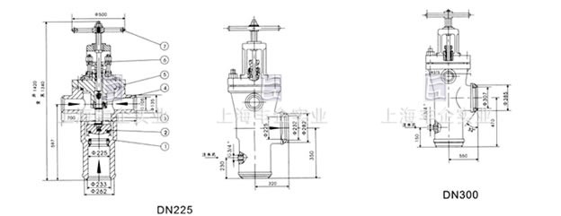 DN225、DN300高加出口止回阀外形尺寸图