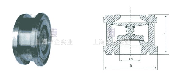 H72对夹升降式止回阀外形尺寸图